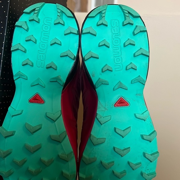 Salomon Speedcross 4 Women's Shoes - Beet Red, Electric Green, Black - Picture 7 of 8